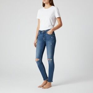 Women's Abercrombie & Fitch‎ Distressed Skinny Stretch Jeans Blue Denim Size 2